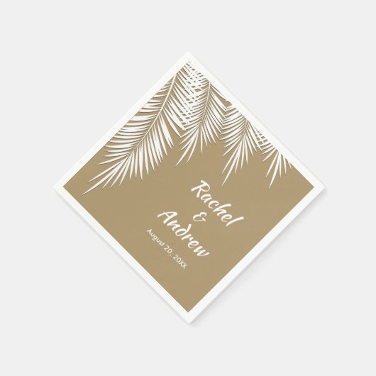 White Palm on Gold Party Napkins Servet (Hoek)