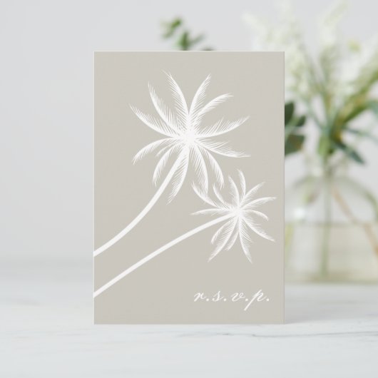 White Palm Trees Wedding RSVP (Staand voorkant)
