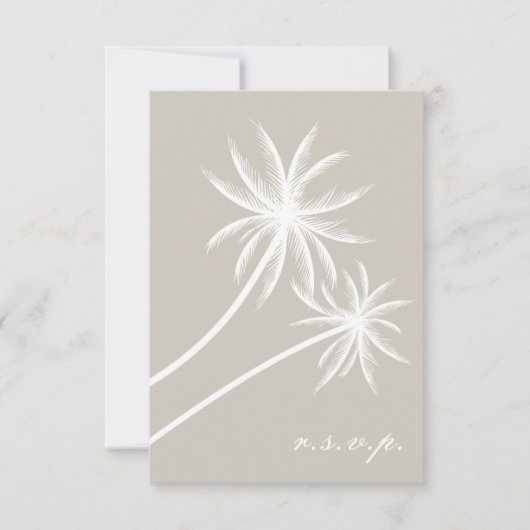 White Palm Trees Wedding RSVP Kaartje (Voorkant)