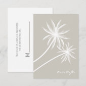 White Palm Trees Wedding RSVP Kaartje (Voorkant / Achterkant)