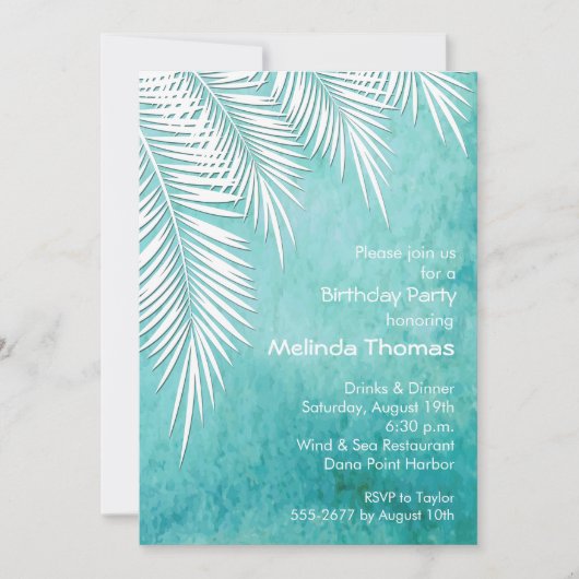 White Palm Trein op Ocean Blue Birthday (Voorkant)