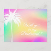 White Palm wil je mijn Bridesmaid-uitnodiging zijn Uitnodiging Briefkaart (Voorkant)