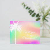 White Palm wil je mijn Bridesmaid-uitnodiging zijn Uitnodiging Briefkaart (Staand voorkant)