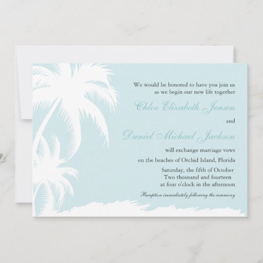 White Palms - Beach Wedding Invitations Kaart (Voorkant)