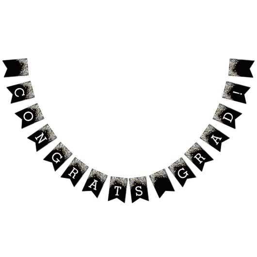 White Palms Gold Licht op Black Congrates Afstudee Vlaggetjes (Alle)