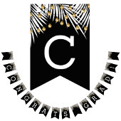 White Palms Gold Licht op Black Congrates Afstudee Vlaggetjes