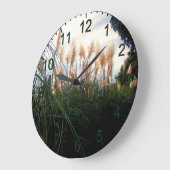 White Pampas Grass Blooms, Wall Clock Grote Klok (Hoek)