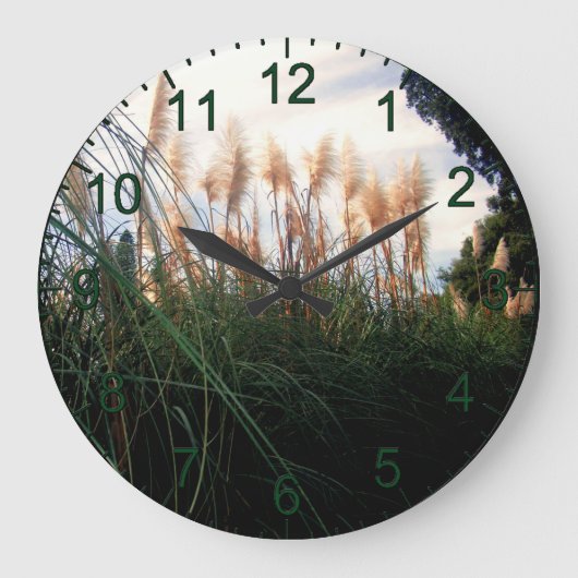 White Pampas Grass Blooms, Wall Clock Grote Klok (Voorkant)