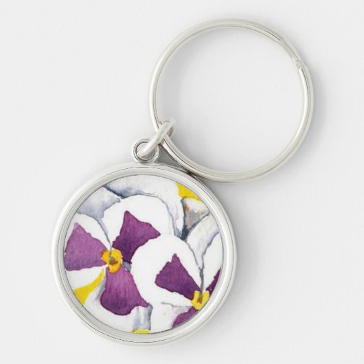 "White Pansy" Floral Sleutelhanger (Voorkant)