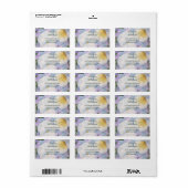 White Pansy Flowers in Waterverf Address Etiket (Full Sheet)