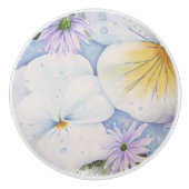 WHITE PANSY PARTY CERAMIC KNOB KERAMISCHE KNOP (Voorkant)