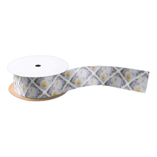 WHITE PANSY PARTY RIBBON SATIJNEN LINT