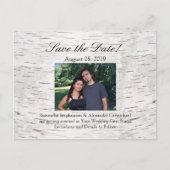 White Paper Birch Tree Bark Rustic Wood Wedding Aankondigingskaart (Voorkant)