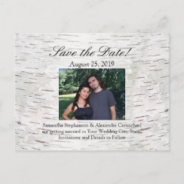 White Paper Birch Tree Bark Rustic Wood Wedding Aankondigingskaart