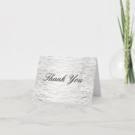 White Paper Birch Tree Bark Rustic Wood Wedding Bedankkaart