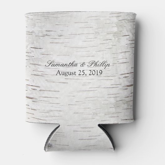 White Paper Birch Tree Bark Rustic Wood Wedding Blikjeskoeler (Voorkant)
