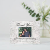 White Paper Birch Tree Bark Rustic Wood Wedding Briefkaart (Staand voorkant)