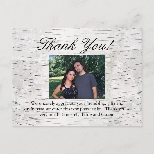 White Paper Birch Tree Bark Rustic Wood Wedding Briefkaart (Voorkant)