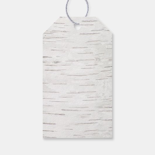 White Paper Birch Tree Bark Rustic Wood Wedding Cadeaulabel (Achterkant)