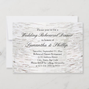 White Paper Birch Tree Bark Rustic Wood Wedding Kaart