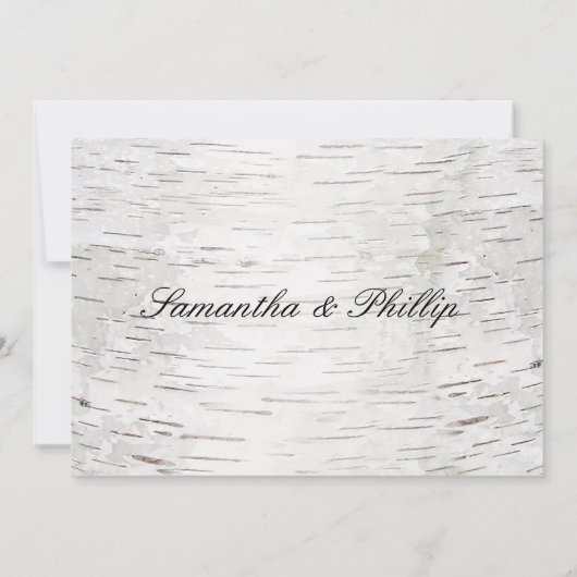 White Paper Birch Tree Bark Rustic Wood Wedding Kaart (Achterkant)