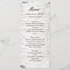 White Paper Birch Tree Bark Rustic Wood Wedding Menu