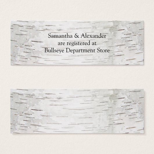 White Paper Birch Tree Bark Rustic Wood Wedding Mini Visitekaartjes (Voorkant /achterkant)