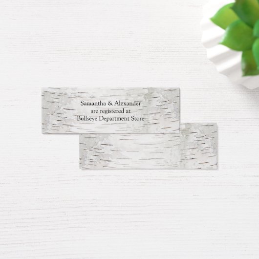 White Paper Birch Tree Bark Rustic Wood Wedding Mini Visitekaartjes (Bureau)