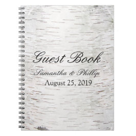 White Paper Birch Tree Bark Rustic Wood Wedding Notitieboek