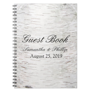 White Paper Birch Tree Bark Rustic Wood Wedding Notitieboek