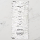 White Paper Birch Tree Bark Rustic Wood Wedding Programmakaart (Achterkant)