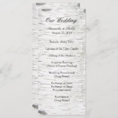 White Paper Birch Tree Bark Rustic Wood Wedding Programmakaart (Voorkant / Achterkant)