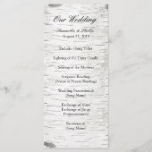 White Paper Birch Tree Bark Rustic Wood Wedding Programmakaart (Voorkant)