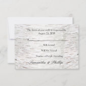 White Paper Birch Tree Bark Rustic Wood Wedding RSVP Kaartje (Achterkant)