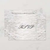 White Paper Birch Tree Bark Rustic Wood Wedding RSVP Kaartje (Voorkant / Achterkant)