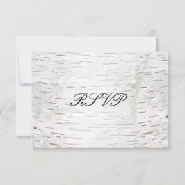 White Paper Birch Tree Bark Rustic Wood Wedding RSVP Kaartje