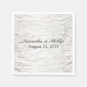 White Paper Birch Tree Bark Rustic Wood Wedding Servetten (Voorkant)