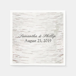 White Paper Birch Tree Bark Rustic Wood Wedding Servetten