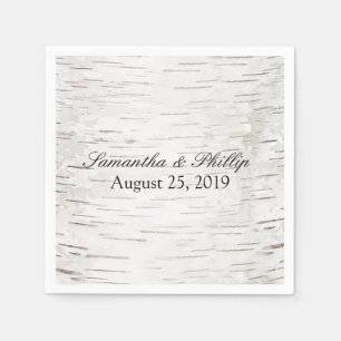 White Paper Birch Tree Bark Rustic Wood Wedding Servetten