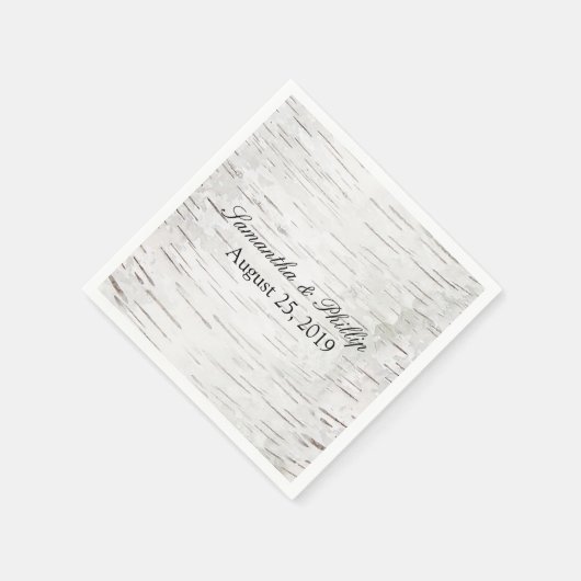 White Paper Birch Tree Bark Rustic Wood Wedding Servetten (Hoek)