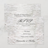 White Paper Birch Tree Bark Rustic Wood Wedding Uitnodiging Briefkaart (Voorkant / Achterkant)