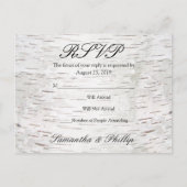 White Paper Birch Tree Bark Rustic Wood Wedding Uitnodiging Briefkaart (Voorkant)