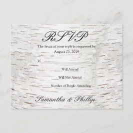 White Paper Birch Tree Bark Rustic Wood Wedding Uitnodiging Briefkaart