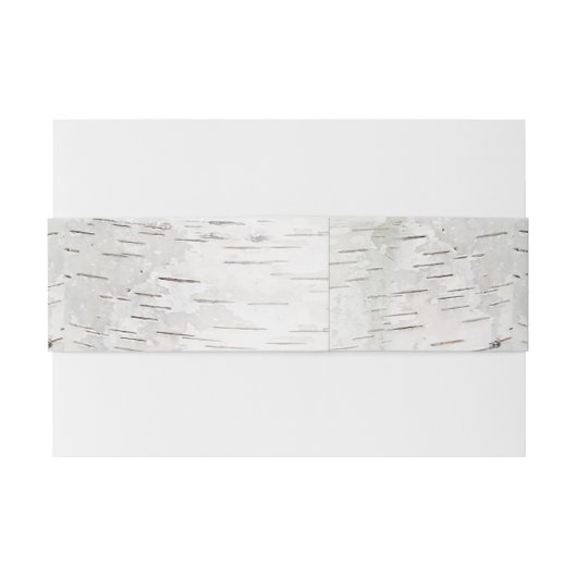 White Paper Birch Tree Bark Rustic Wood Wedding Uitnodigingen Wikkel (Achterkant Voorbeeld)