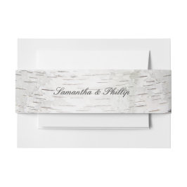 White Paper Birch Tree Bark Rustic Wood Wedding Uitnodigingen Wikkel