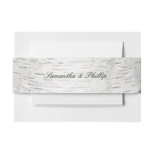 White Paper Birch Tree Bark Rustic Wood Wedding Uitnodigingen Wikkel
