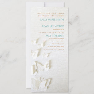 White paper Butterflies Invitation Kaart