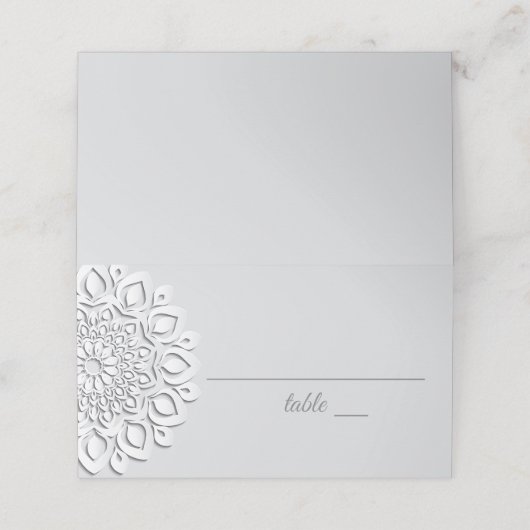 White Paper Cut Mandala Bruiloft Plaatskaartje (Buitenkant ongevouwen)