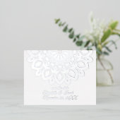 White Paper Cut Mandala Save the Date Briefkaart (Staand Voorkant)