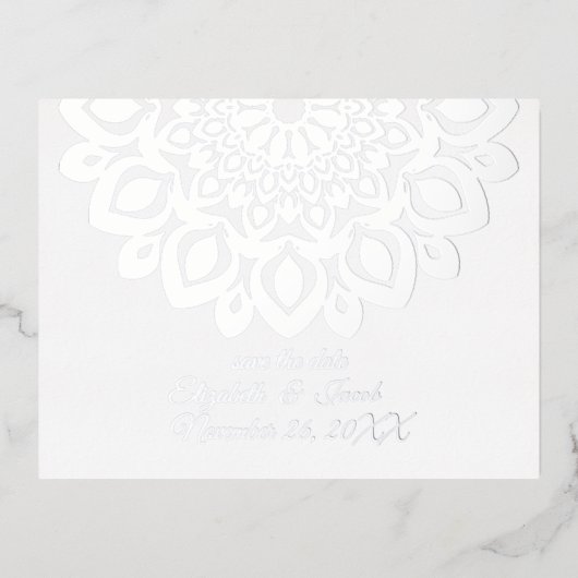White Paper Cut Mandala Save the Date Briefkaart (Voorkant)